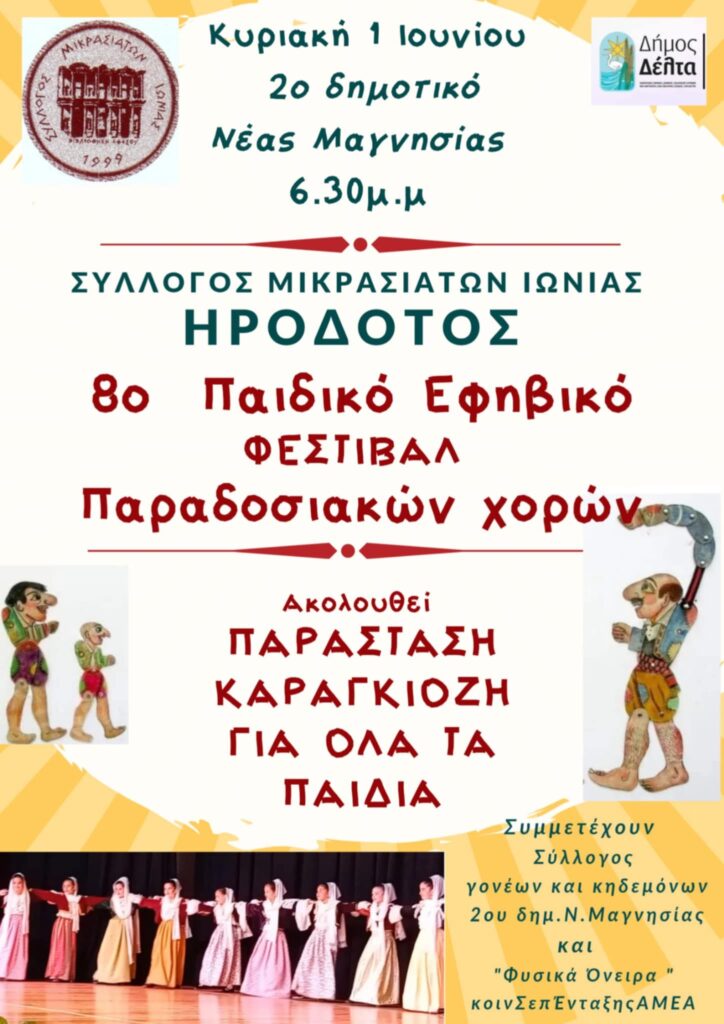 Την Κυριακή 1/6 το 8ο Παιδικό Εφηβικό Φεστιβάλ Παραδοσιακών Χορών