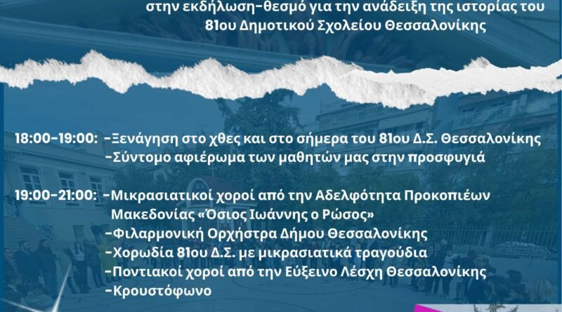 Ξετυλίγοντας την ιστορία του 81ου Δημοτικού Σχολείου Θεσσαλονίκης