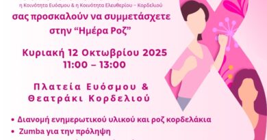 Δήμος Κορδελιού – Ευόσμου: Δύο εκδηλώσεις ευαισθητοποίησης για την πρόληψη του καρκίνου του μαστού