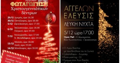 «Αγγέλων Έλευσις 2025» Δ. Ωραιοκάστρου: Το πρόγραμμα φωταγώγησης των χριστουγεννιάτικων δέντρων