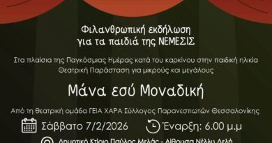 Φιλανθρωπική θεατρική παράσταση στο Ωραιόκαστρο για τα παιδιά της «Νέμεσις»
