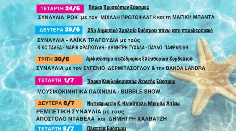 Το Καλοκαιρινό Φεστιβάλ του Δήμου Κορδελιού – Ευόσμου ανοίγει αυλαία – Ο πολιτισμός δίνει ραντεβού στις γειτονιές
