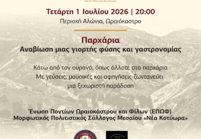 Φεστιβάλ Ποντιακών Εκδηλώσεων Δ. Ωραιοκάστρου: Αναβιώνουν τα Παρχάρια την Τετάρτη, 1 Ιουλίου 2026