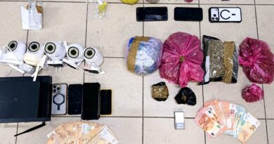 Η επισταμένη έρευνα και οι συντονισμένες ενέργειες αστυνομικών του Τμήματος Άμεσης Επέμβασης Ναρκωτικών της Διεύθυνσης Δίωξης και Εξιχνίασης Εγκλημάτων Θεσσαλονίκης οδήγησαν στη σύλληψη οκτώ (8) ατόμων έπειτα από μεταξύ τους αγοραπωλησία ναρκωτικών ουσιών. Πρόκειται για ημεδαπούς ηλικίας 24 έως 54 ετών, σε βάρος των οποίων καθώς και σε βάρος 54χρονης ημεδαπής που αναζητείται, σχηματίσθηκε, κατά περίσταση, δικογραφία για παράβαση των Νόμων περί ναρκωτικών και περί προσωπικών δεδομένων. Ειδικότερα, απογευματινές ώρες χθες (23-07-2026) αστυνομικοί της ανωτέρω Υπηρεσίας με τη συνδρομή συναδέλφων τους του Τμήματος Πρόληψης και Καταστολής Εγκληματικότητας, καθώς και αστυνομικού σκύλου, εντόπισαν και συνέλαβαν (5) εκ των προαναφερόμενων, οι οποίοι εξήλθαν από (3) οικίες στην περιοχή του Δενδροποτάμου και στην κατοχή τους βρέθηκαν μικροποσότητες ναρκωτικών. Ακολούθησε έρευνα στις εν λόγω οικίες, όπου βρέθηκαν και συνελήφθησαν (3) άτομα που προμήθευσαν τις ναρκωτικές ουσίες στους προαναφερόμενους, ενώ στο εσωτερικό των οικιών αλλά και στην κατοχή των συλληφθέντων εντοπίσθηκαν και κατασχέθηκαν: • ποσότητα ακατέργαστης κάνναβης συνολικού βάρους (1.570,43) γραμμαρίων, • ποσότητα κατεργασμένης κάνναβης (σοκολάτα) συνολικού βάρους (9,5) γραμμαρίων, • ποσότητα κοκαΐνης συνολικού βάρους (20,65) γραμμαρίων, • ποσότητα ναρκωτικής ουσίας MDMA συνολικού βάρους (3,6) γραμμαρίων, • (2) σύριγγες πλήρεις με υγρή άγνωστη ναρκωτική ουσία, • το χρηματικό ποσό των (1.905) ευρώ, • (7) συσκευές κινητών τηλεφώνων, • (2) ζυγαριές ακριβείας και • (5) κάμερες με καταγραφικό και σκληρό δίσκο, οι οποίες κατέγραφαν τους δρόμους περιμετρικά μίας εκ των οικιών. Επιπλέον, όπως προέκυψε από την έρευνα, σε βάρος 34χρονου εκ των δραστών εκκρεμούσαν (2) αποφάσεις Εφετείου Κακουργημάτων Θεσσαλονίκης, με τις οποίες καταδικάστηκε σε ποινή φυλάκισης (2) ετών, (2) μηνών και (17) ημερών για διακίνηση ναρκωτικών. Οι συλληφθέντες θα οδηγηθούν στον αρμόδιο Εισαγγελέα.
