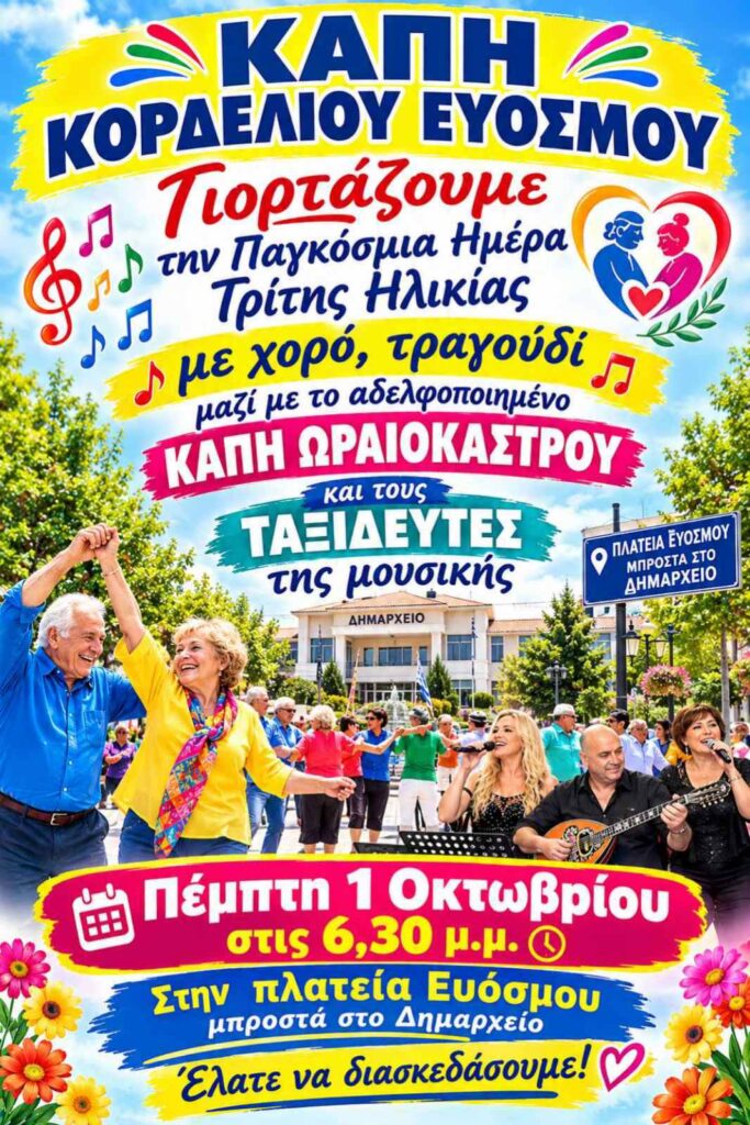 Τα ΚΑΠΗ του Δήμου Κορδελιού – Ευόσμου υποδέχονται με τη γιορτή αδελφοποίησης τα ΚΑΠΗ του Δήμου Ωραιοκάστρου